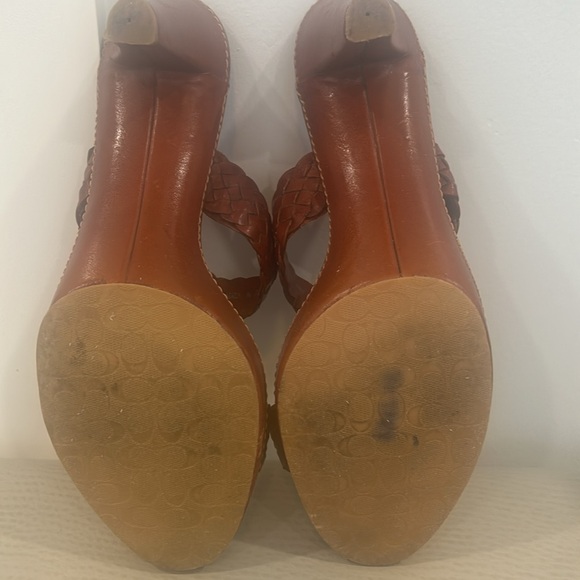 COACH Phebe brown braided Vachetta leather platform sandals - Picture 7 of 16